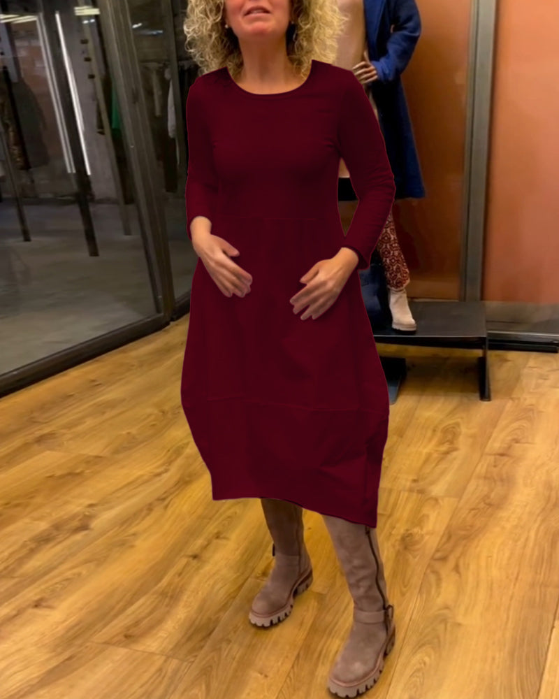 Clara | Autumn Midi Dress with Pockets