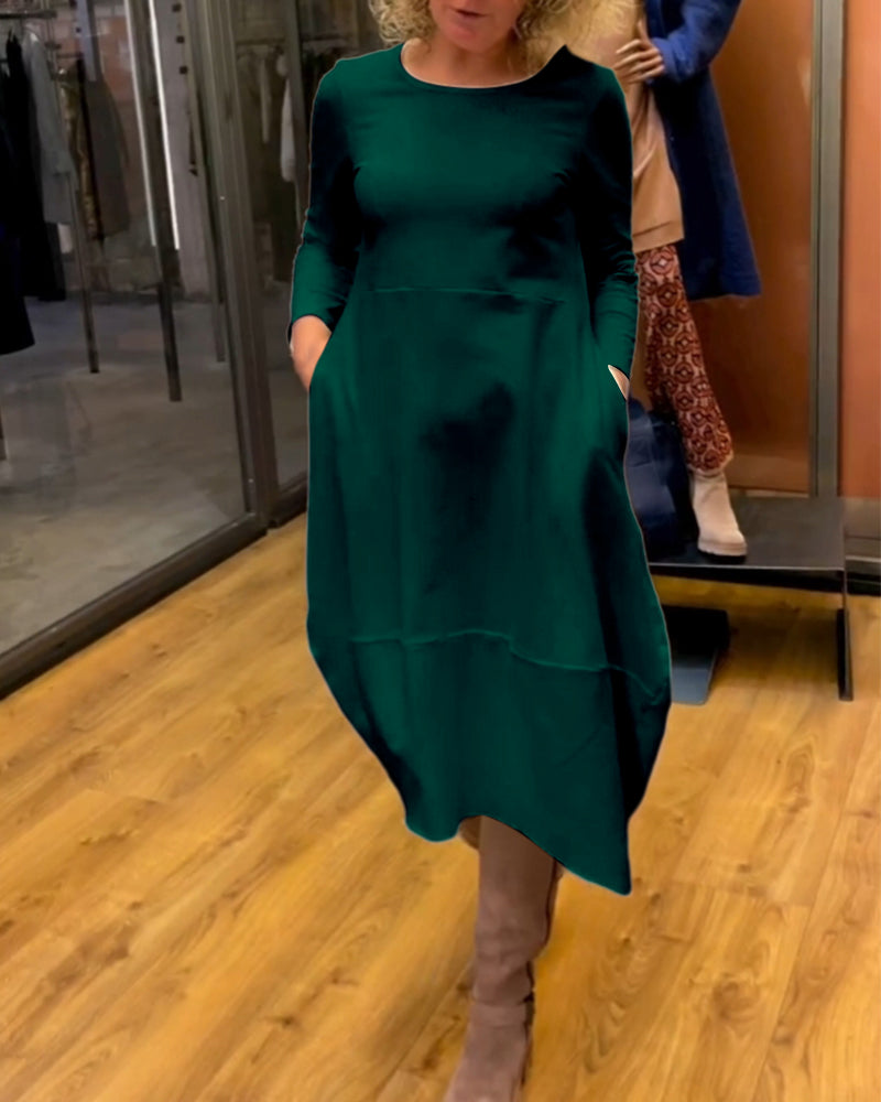 Clara | Autumn Midi Dress with Pockets