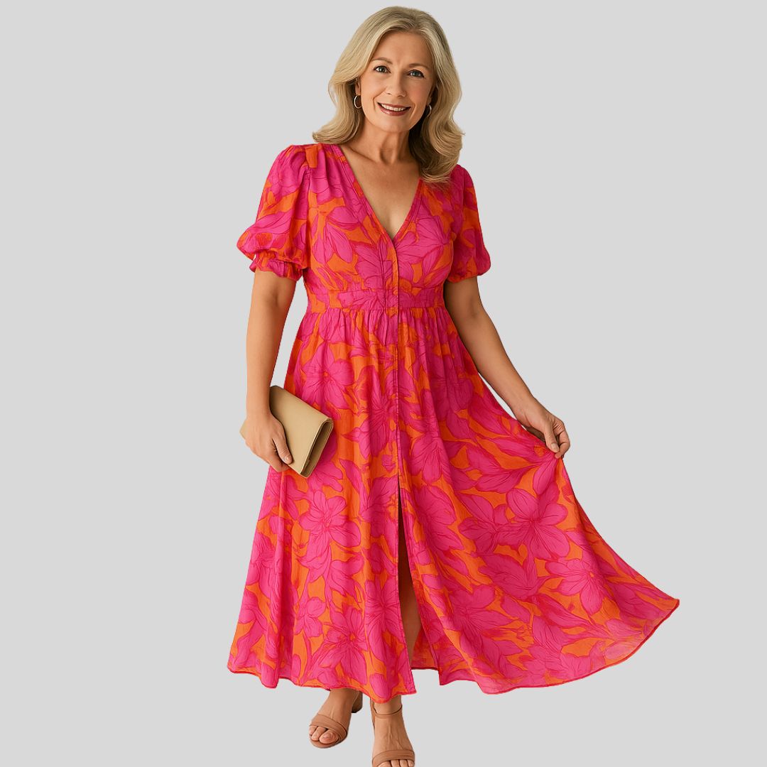 Jovie | Elegant Red-Pink Maxi Dress