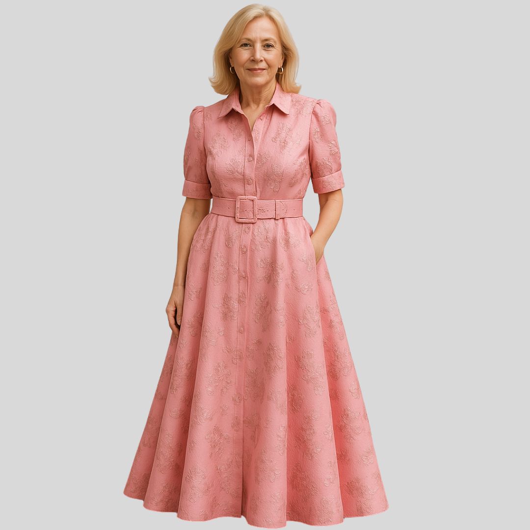 Laurén | Pink Maxi Dress with Embroidery