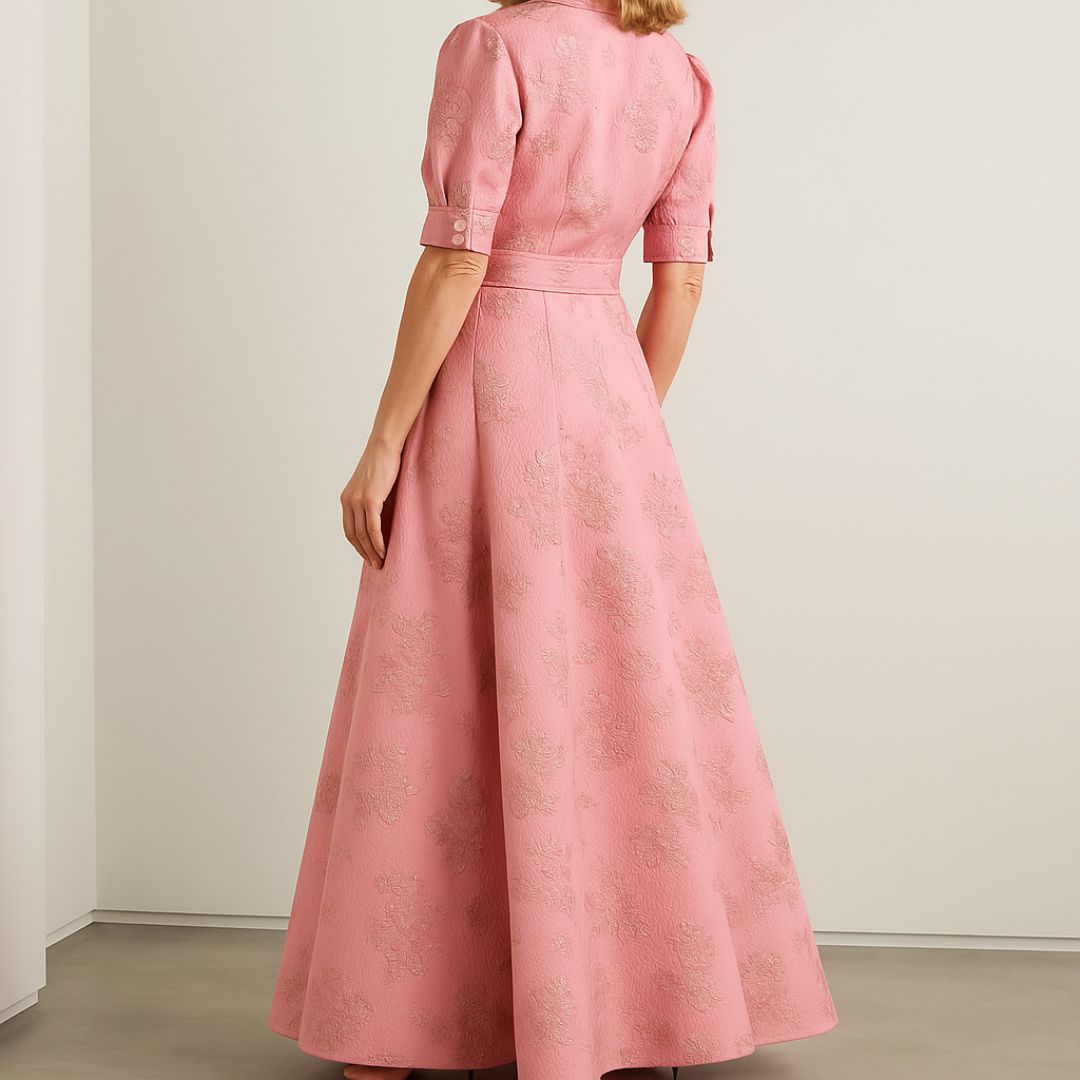 Laurén | Pink Maxi Dress with Embroidery