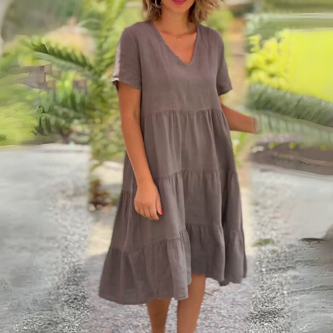 Flóra | Elegant V-Neck Dress
