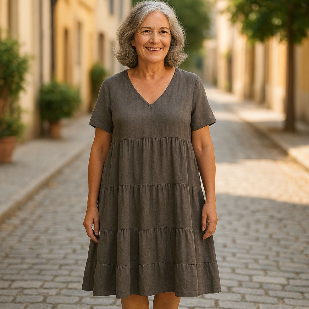 Flóra | Elegant V-Neck Dress