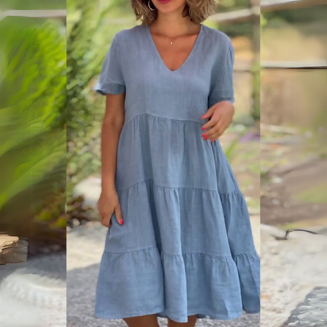 Flóra | Elegant V-Neck Dress
