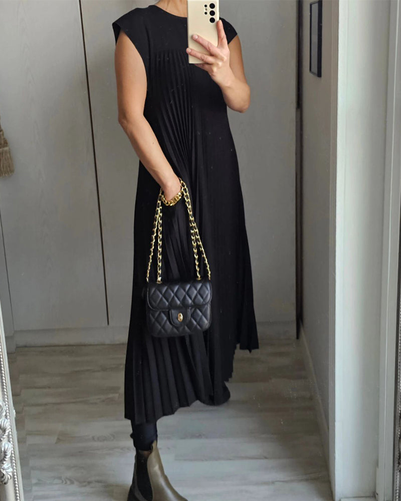 Amelia | Pleated Sleeveless Dress