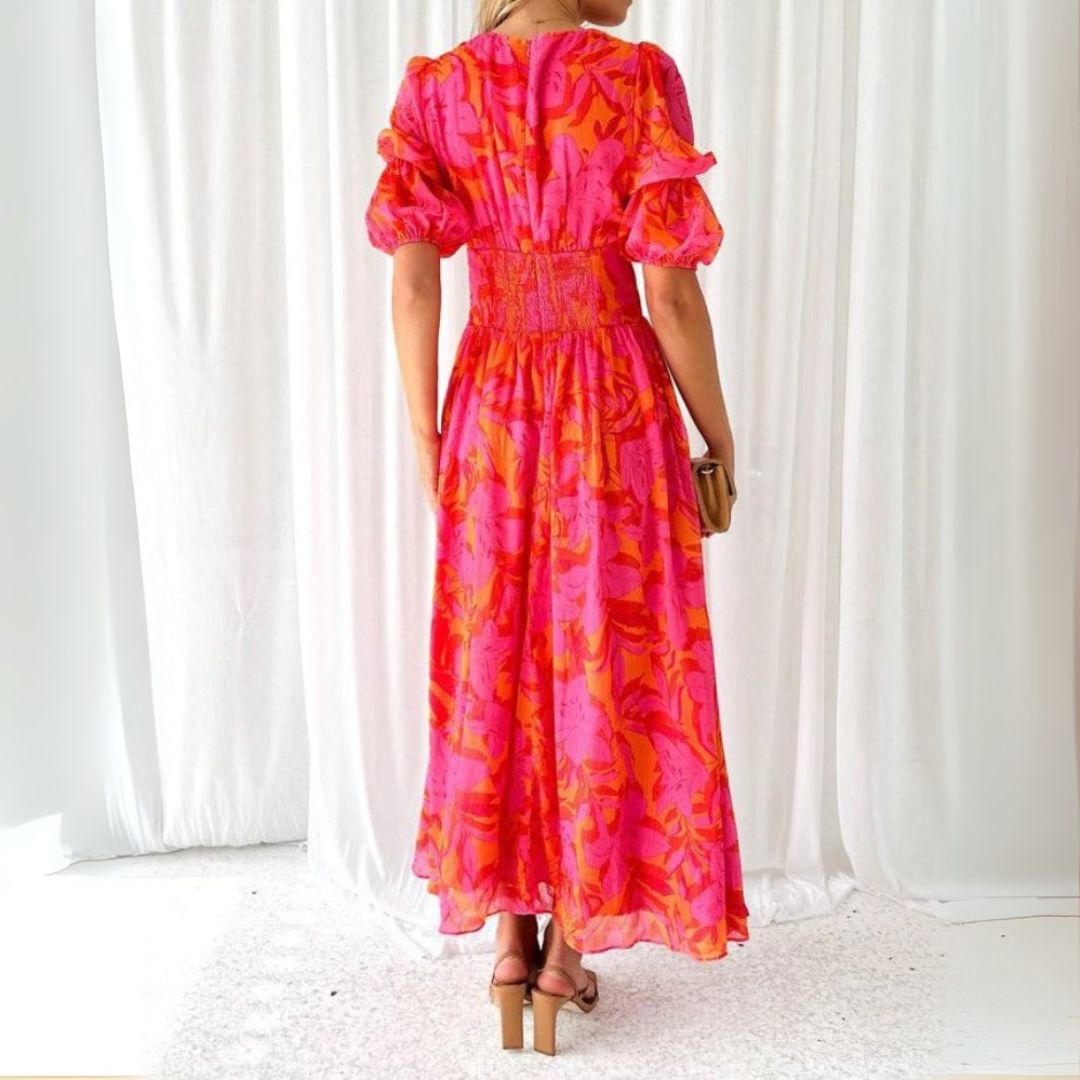 Jovie | Elegant Red-Pink Maxi Dress