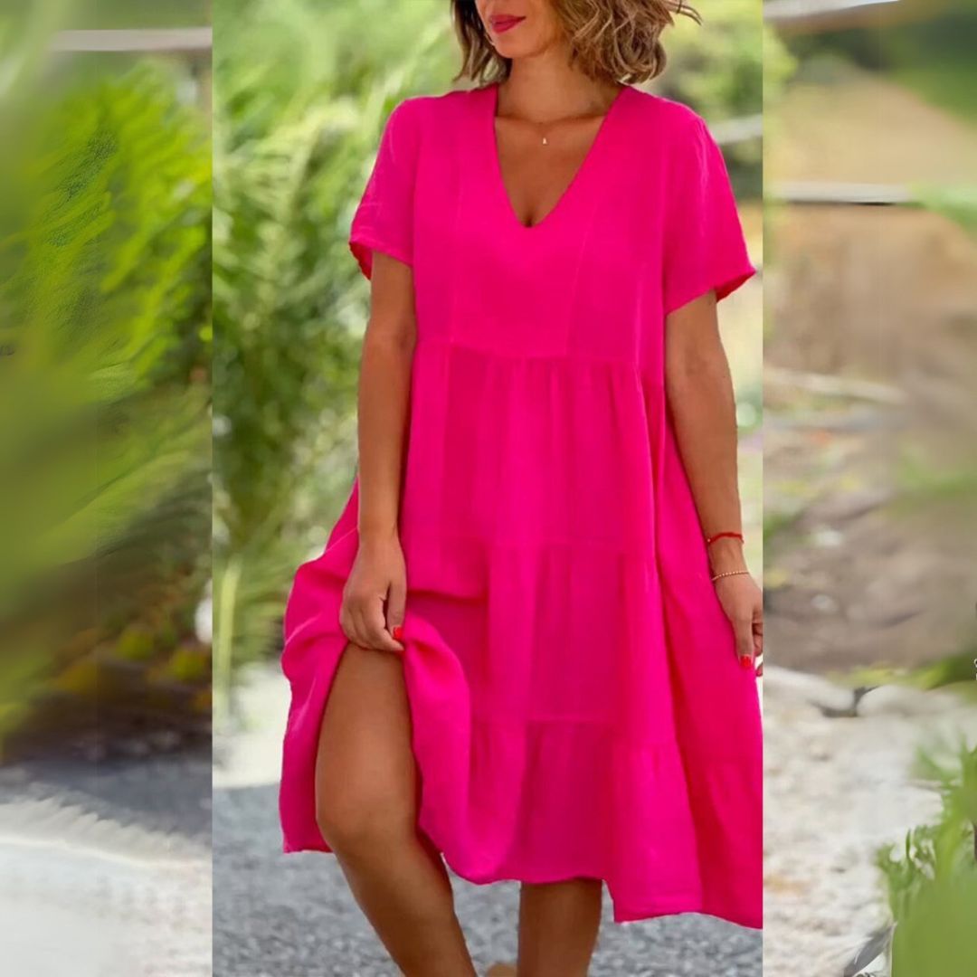 Flóra | Elegant V-Neck Dress