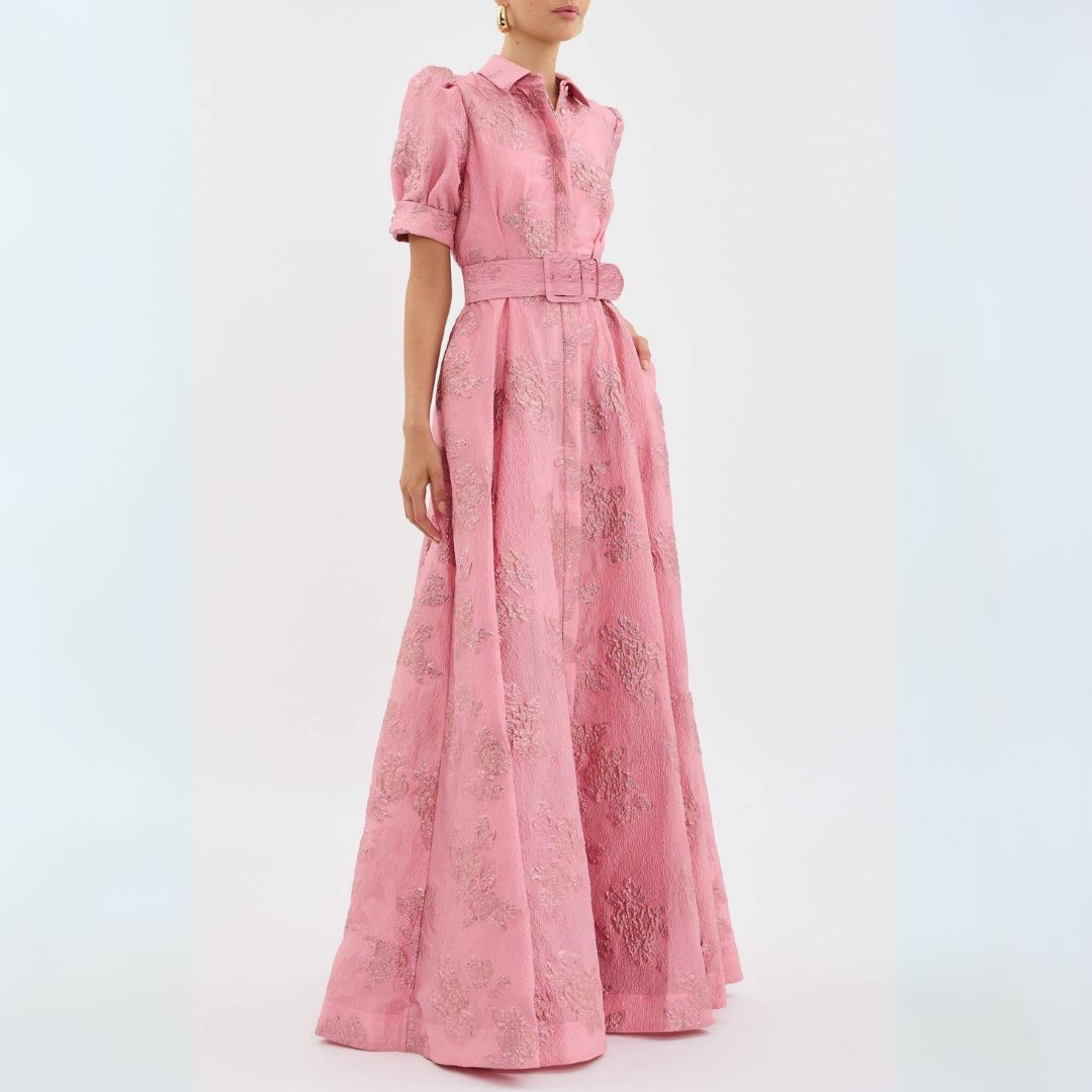 Laurén | Pink Maxi Dress with Embroidery