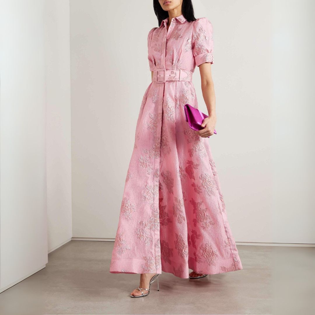 Laurén | Pink Maxi Dress with Embroidery