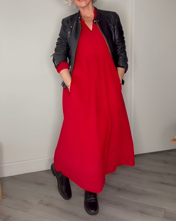 Alena | Elegant Maxi Dress with V-Neck