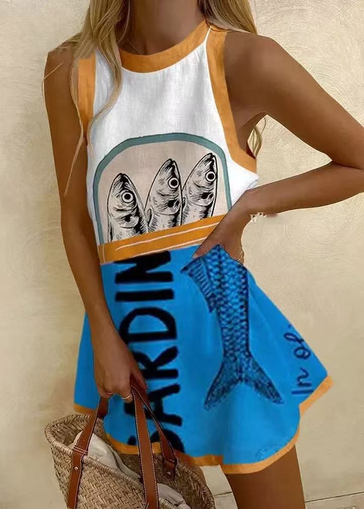 Ivy | Mini Dress with Blue Pattern