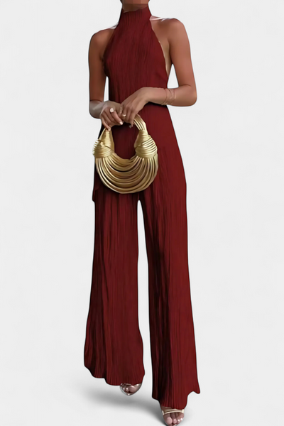 Patricia | Elegant Pleated Asymmetrical Top and Fluid Pants Set