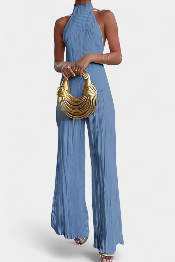 Patricia | Elegant Pleated Asymmetrical Top and Fluid Pants Set