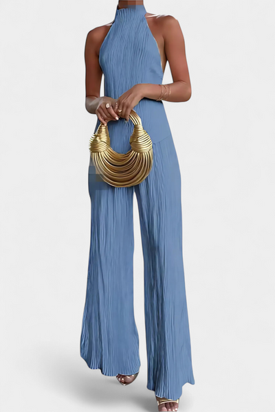 Patricia | Elegant Pleated Asymmetrical Top and Fluid Pants Set