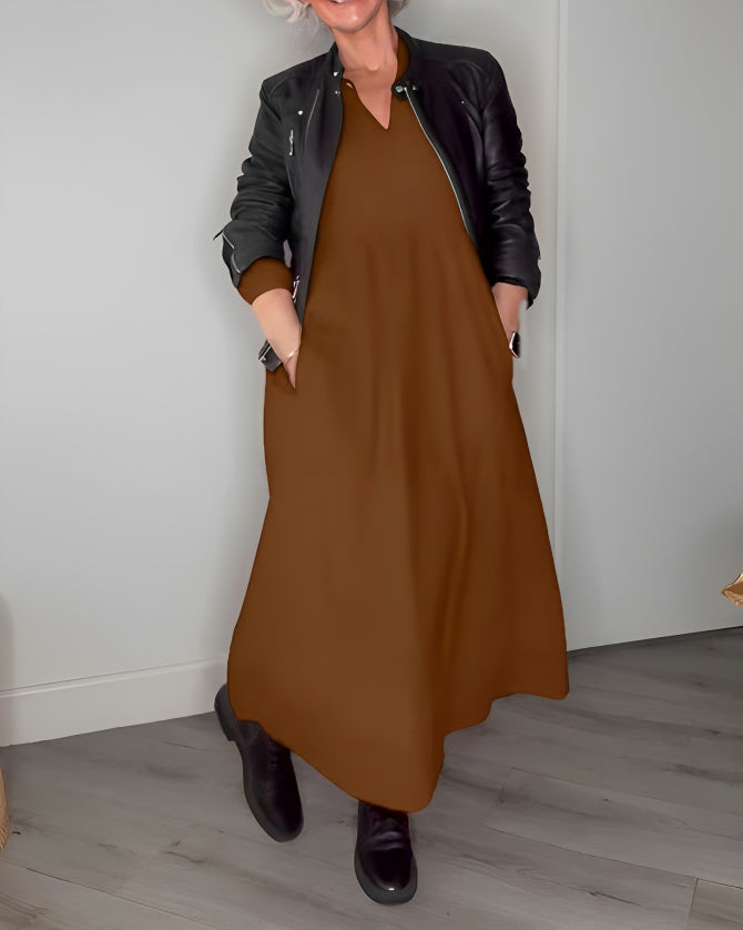 Alena | Elegant Maxi Dress with V-Neck