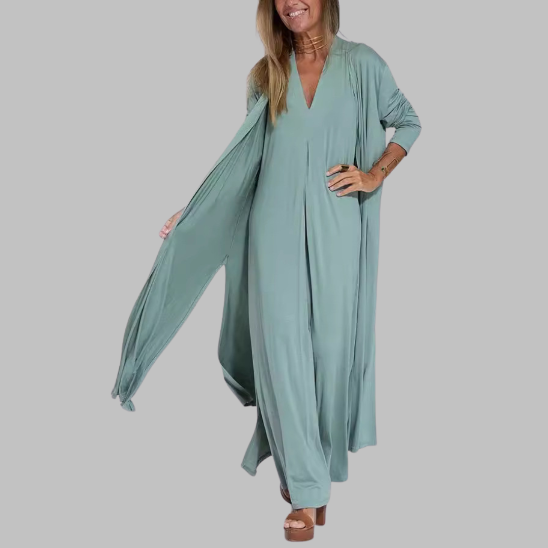 Theresa | Elegant Maxi Dress + Matching Cardigan as a GIFT
