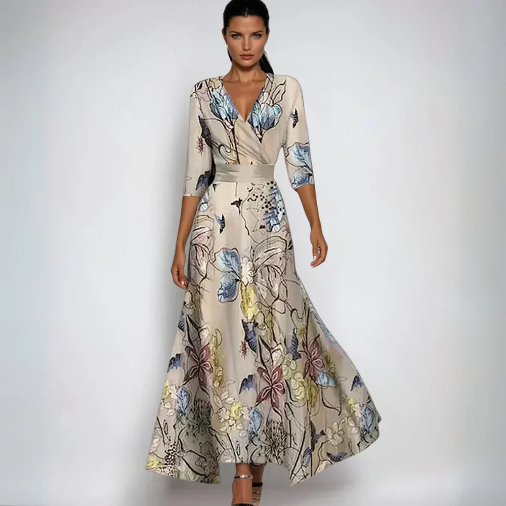 Lusi | Elegant Floral Dresses with Tie