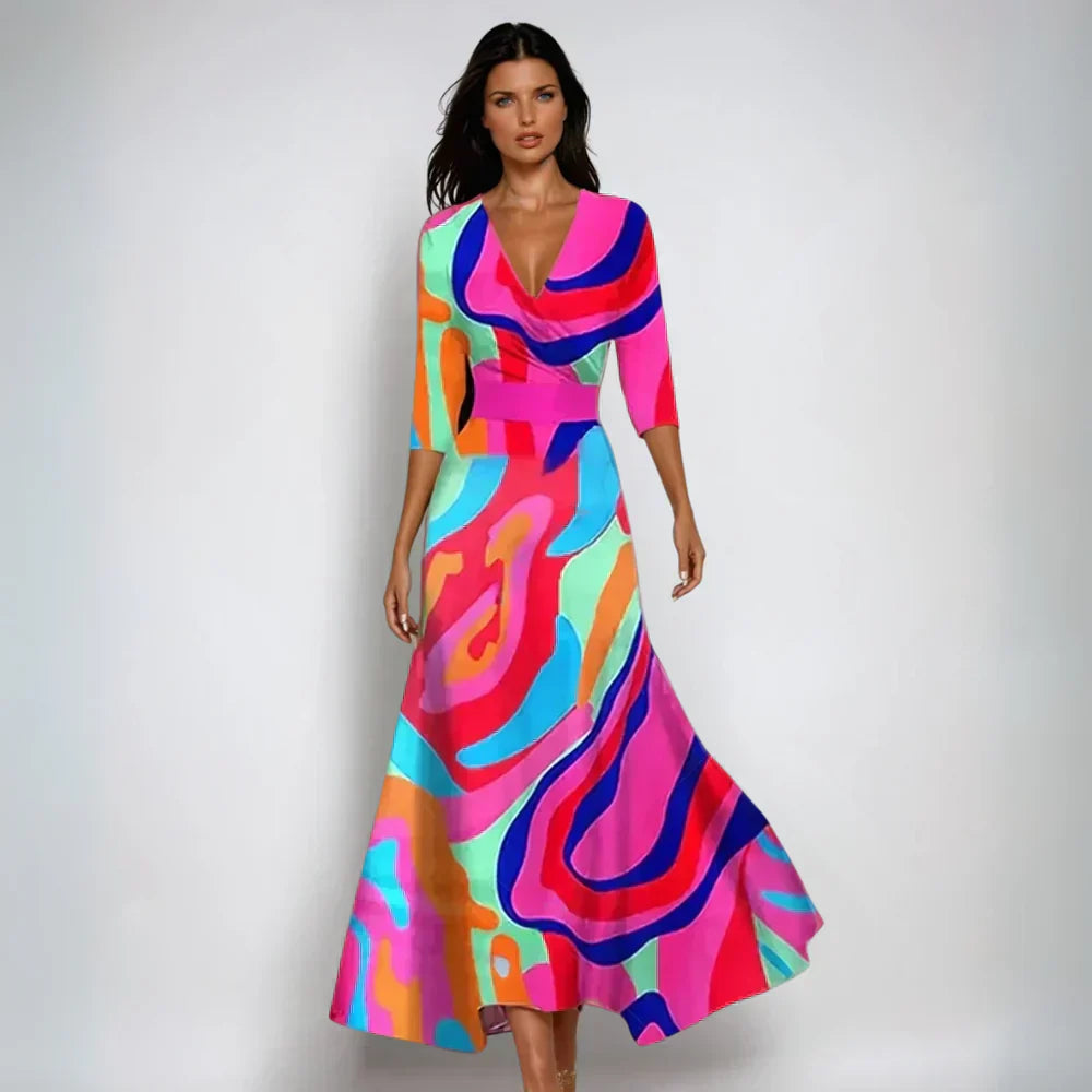 Lusi | Elegant Floral Dresses with Tie