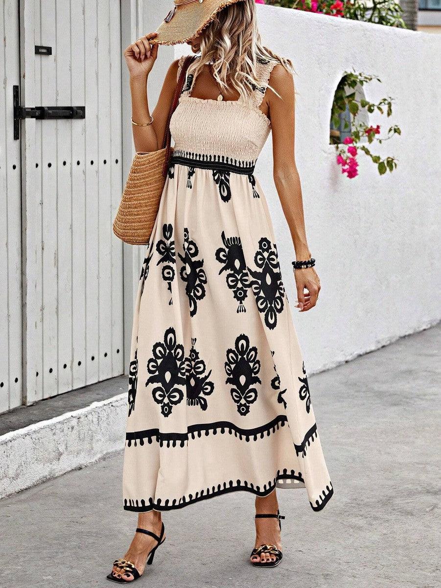 Harper | Chic Square Neck Sleeveless Printed Beach Dress