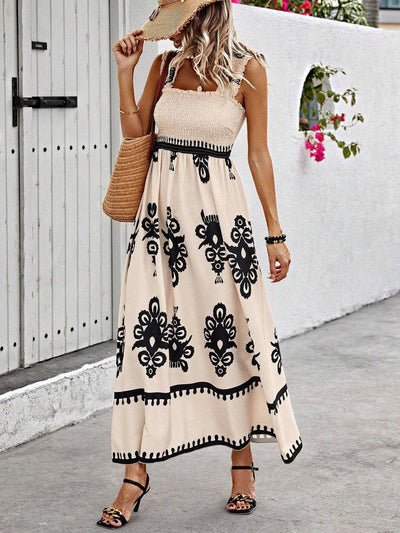 Harper | Chic Square Neck Sleeveless Printed Beach Dress