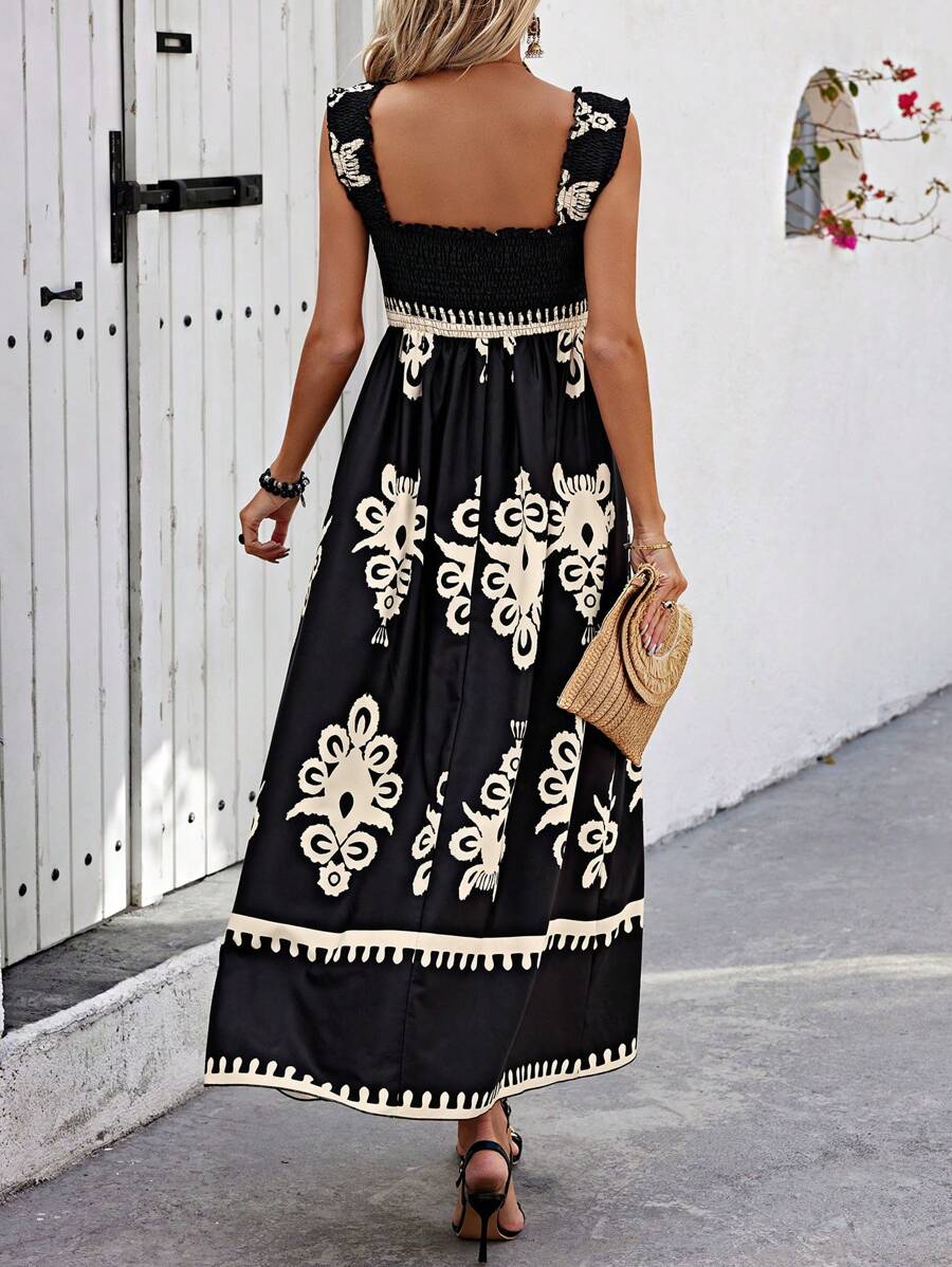 Harper | Chic Square Neck Sleeveless Printed Beach Dress