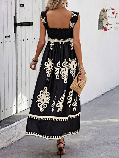Harper | Chic Square Neck Sleeveless Printed Beach Dress