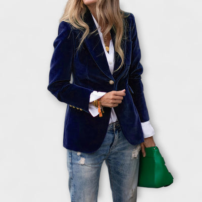 Addison | Velvet Blazer with Gold Button Accents
