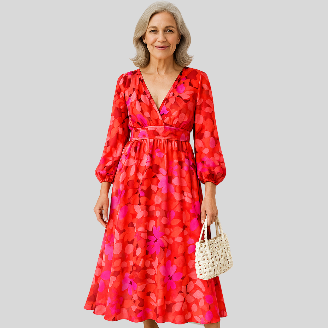 Ariel | Elegant floral patterned midi dress