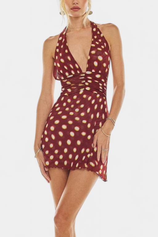 Elise | Vintage Polka Dot Mini Lycra Dress