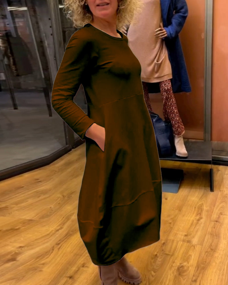 Clara | Autumn Midi Dress with Pockets