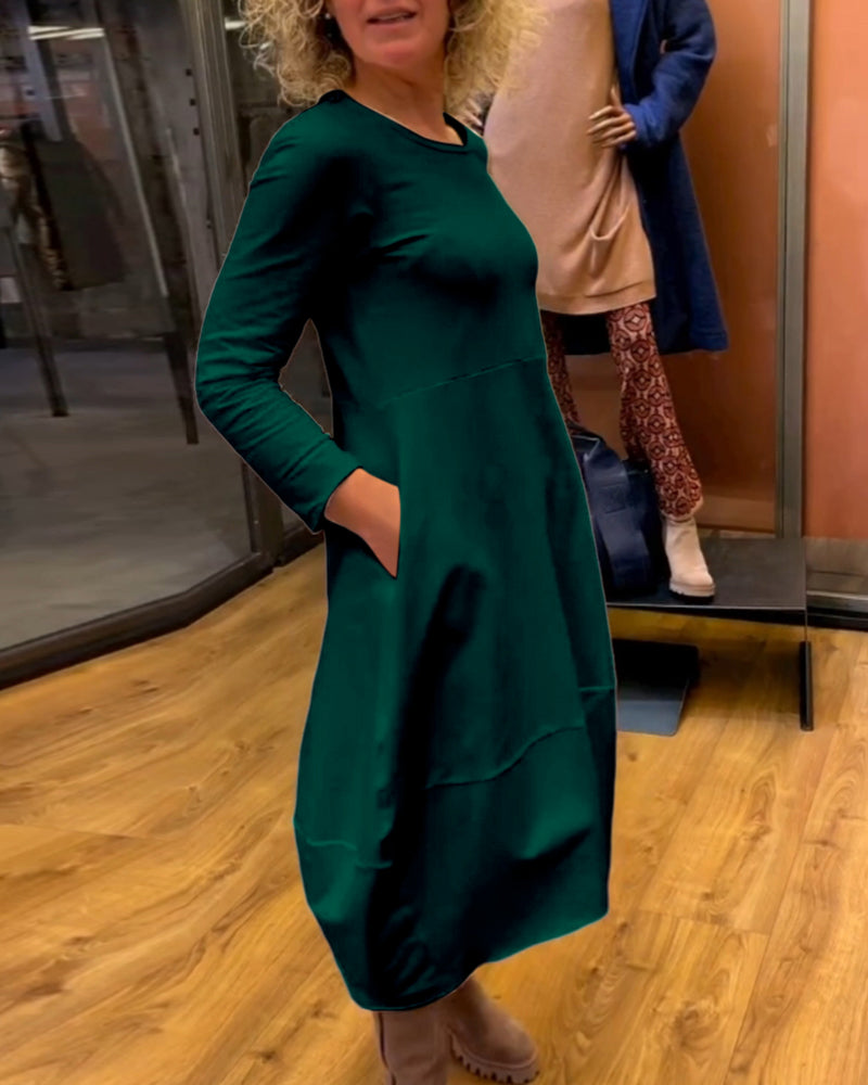 Clara | Autumn Midi Dress with Pockets