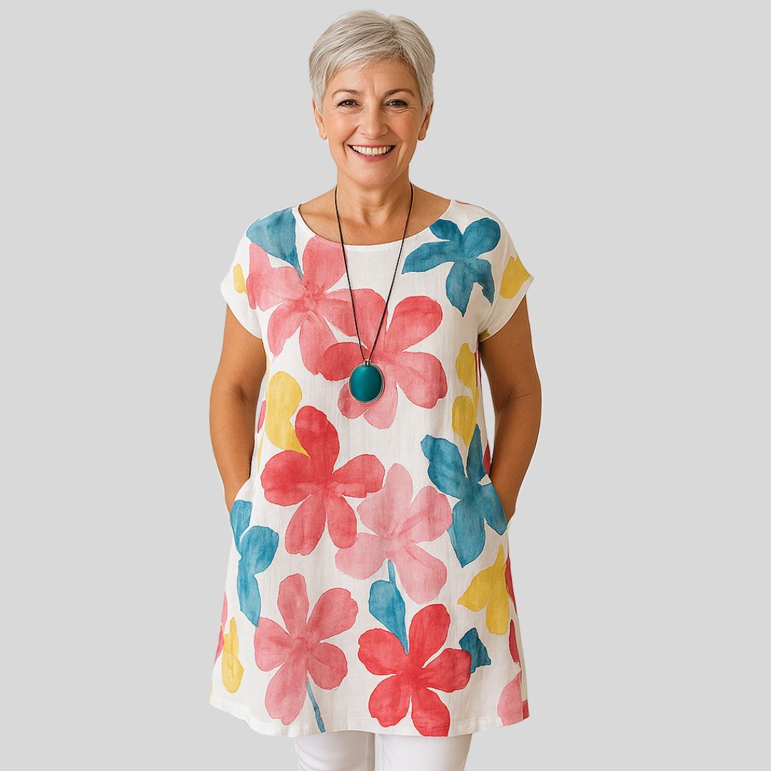 Annette | Elegant dresses with butterfly pattern and round neckline