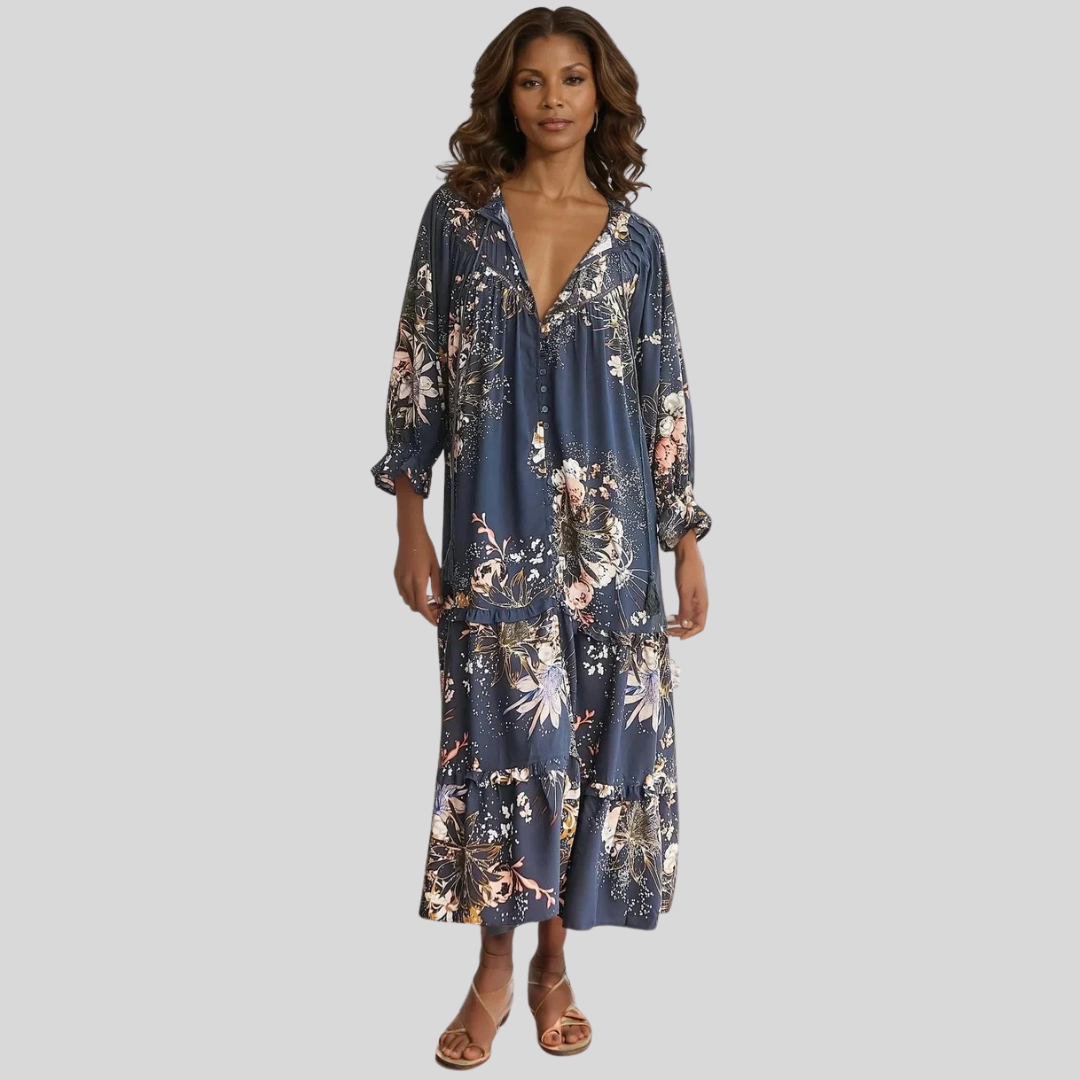 Mariana | Elegant midi dress with buttons and collar