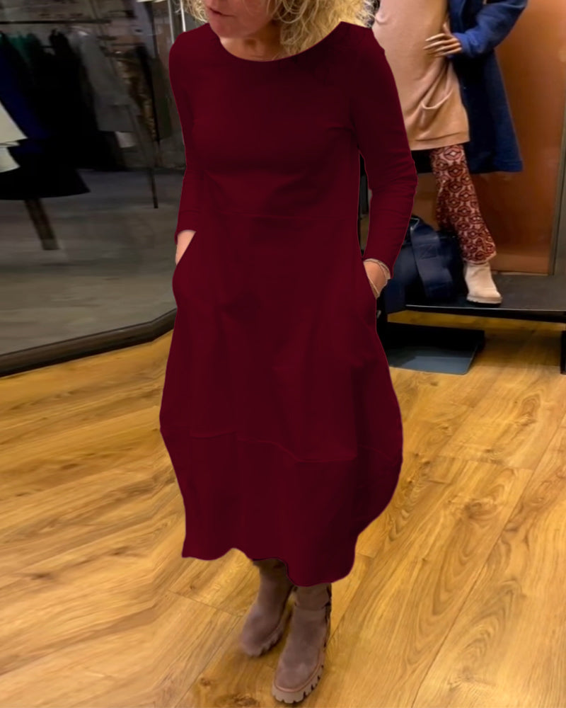 Clara | Autumn Midi Dress with Pockets