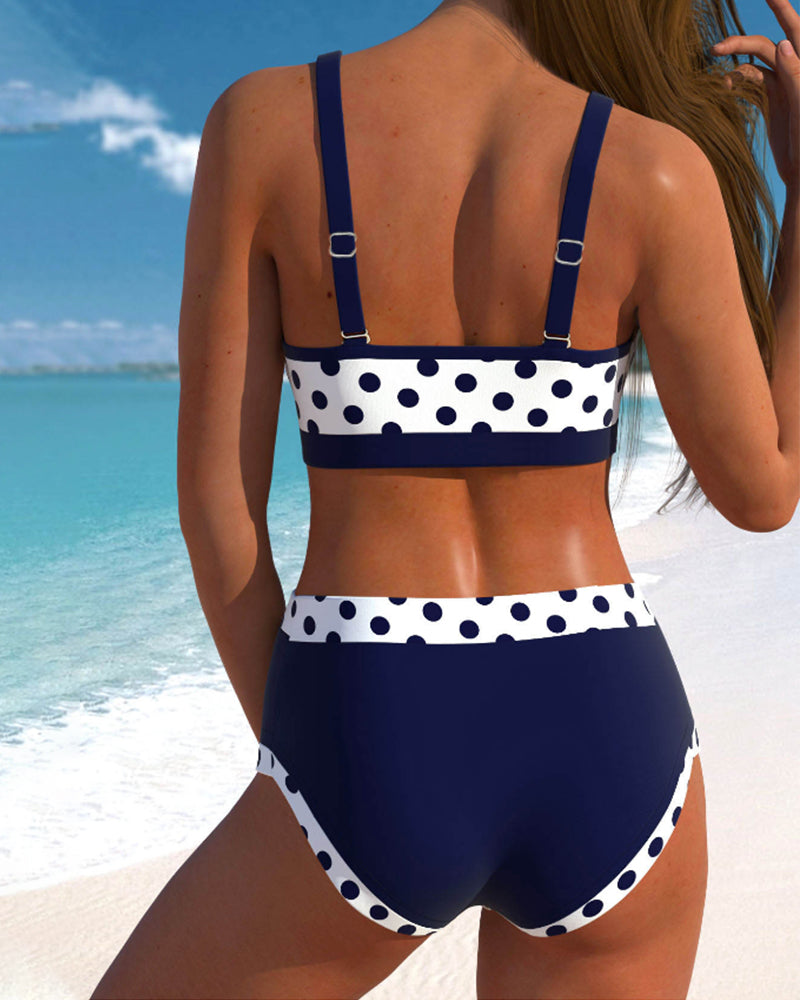 Thessa | High-Waisted Polka Dot Bikini with Removable Design