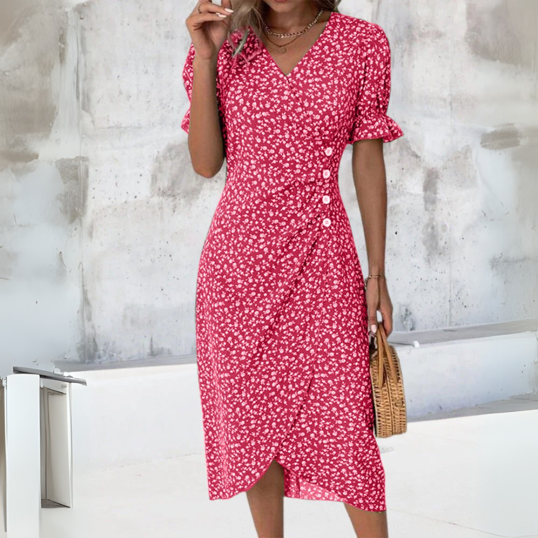 Elena | Elegant Midi Dress with Flowers