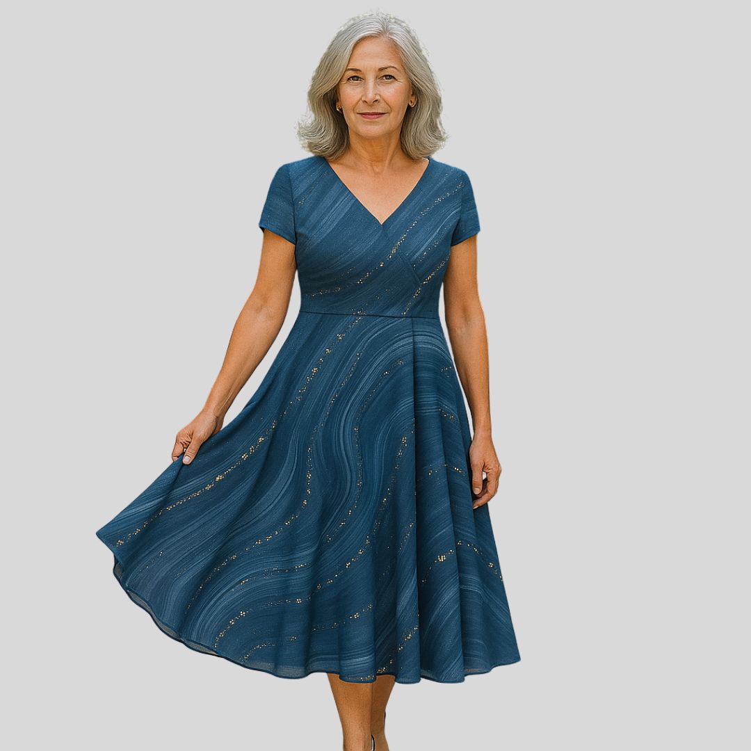 London | Elegant Midi Dress with V-Neck