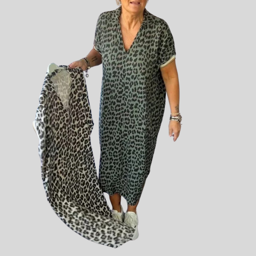 Natalie | Stylish leopard print midi dress
