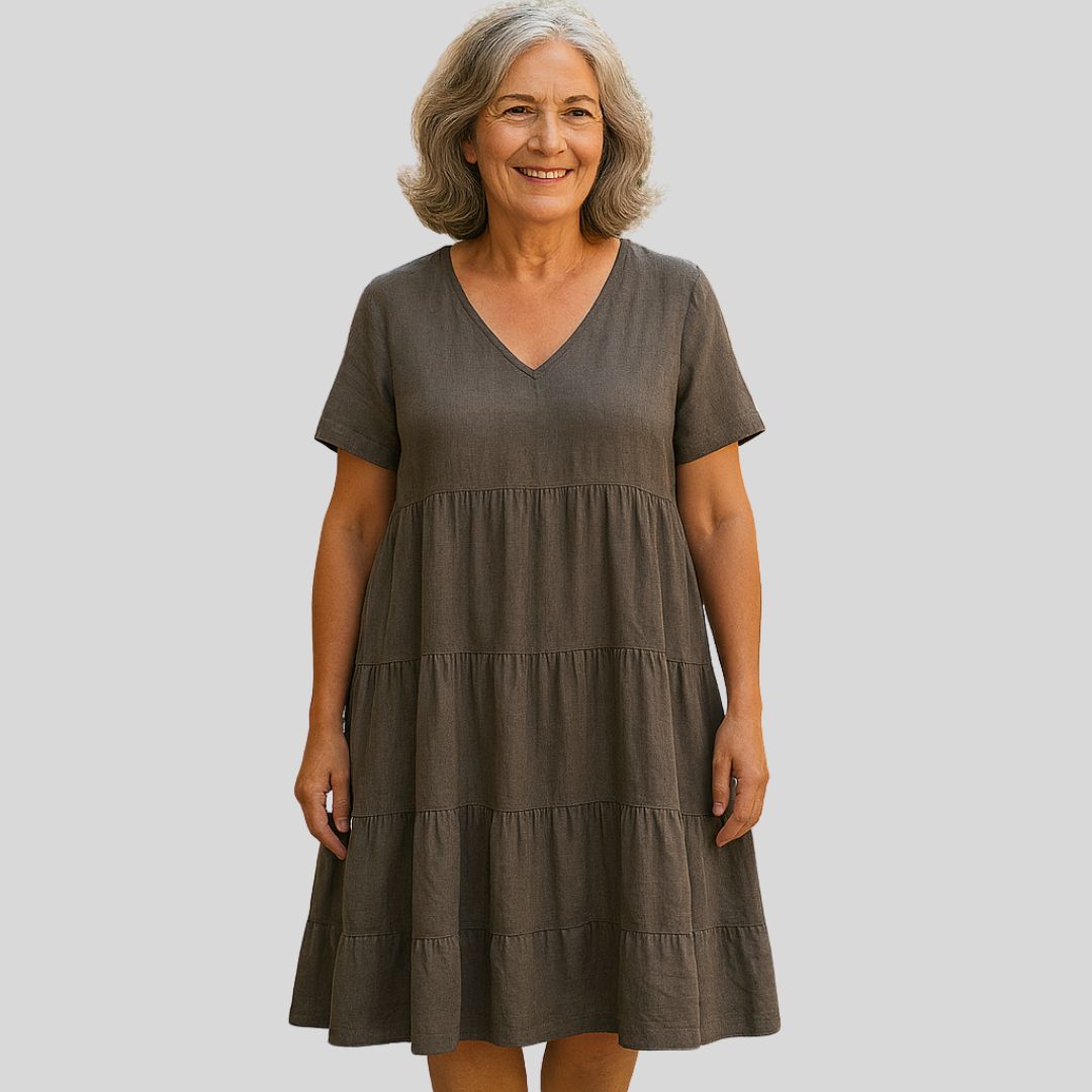 Flóra | Elegant V-Neck Dress