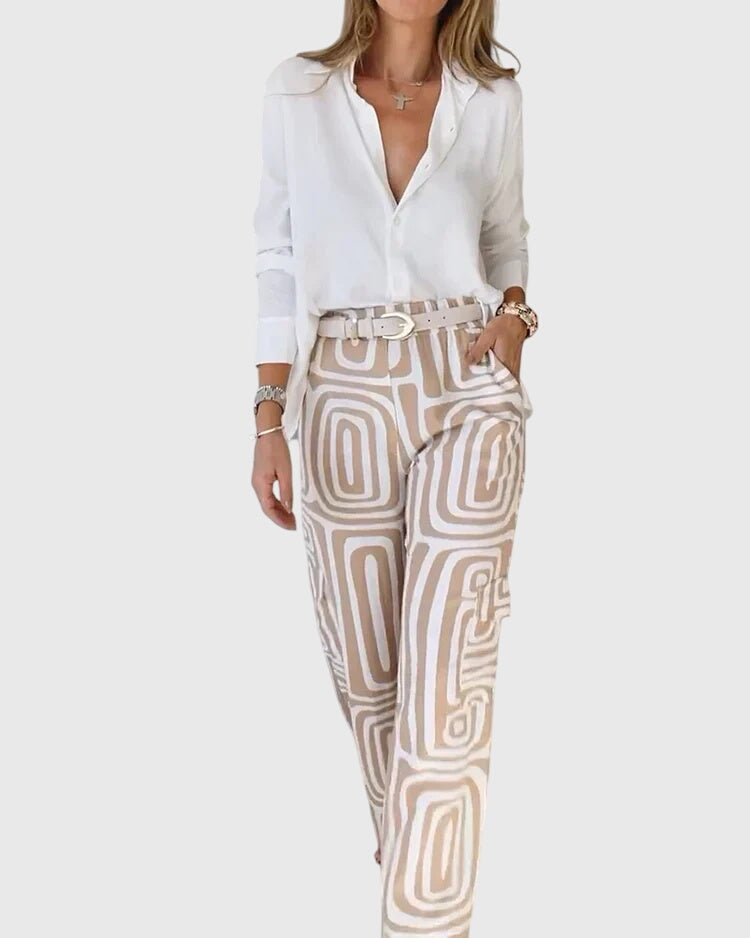 Emilia| Stylish Pants + Free Blouse & Belt
