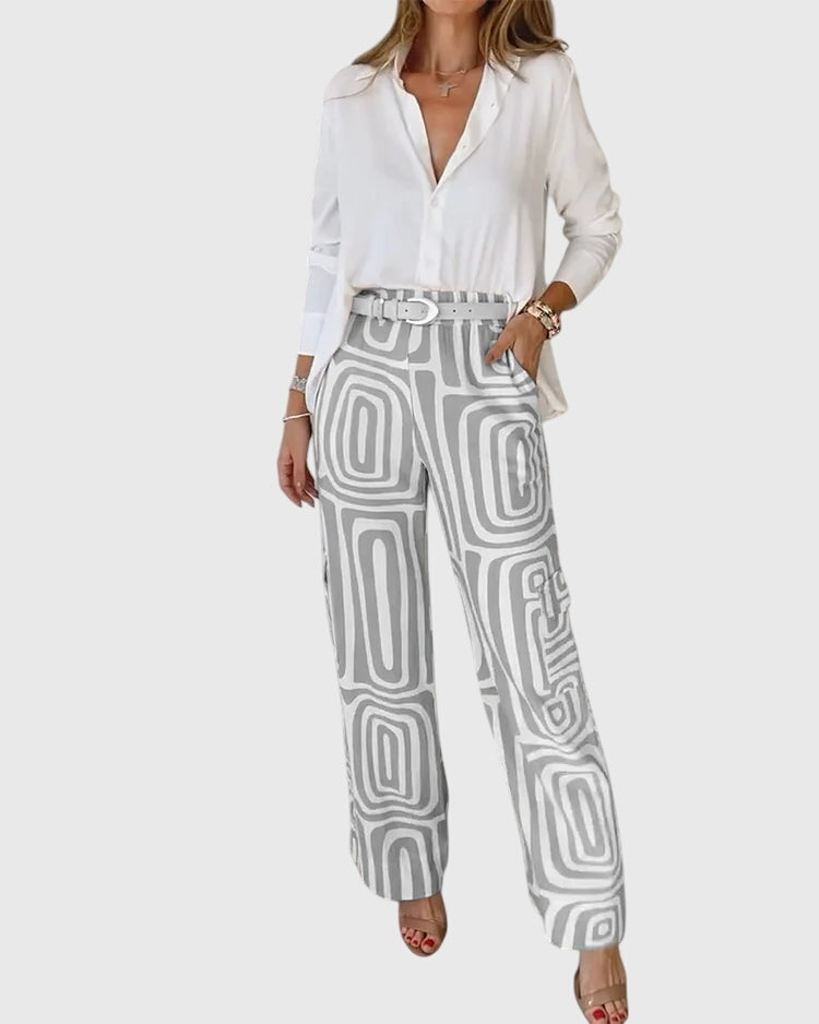Emilia| Stylish Pants + Free Blouse & Belt