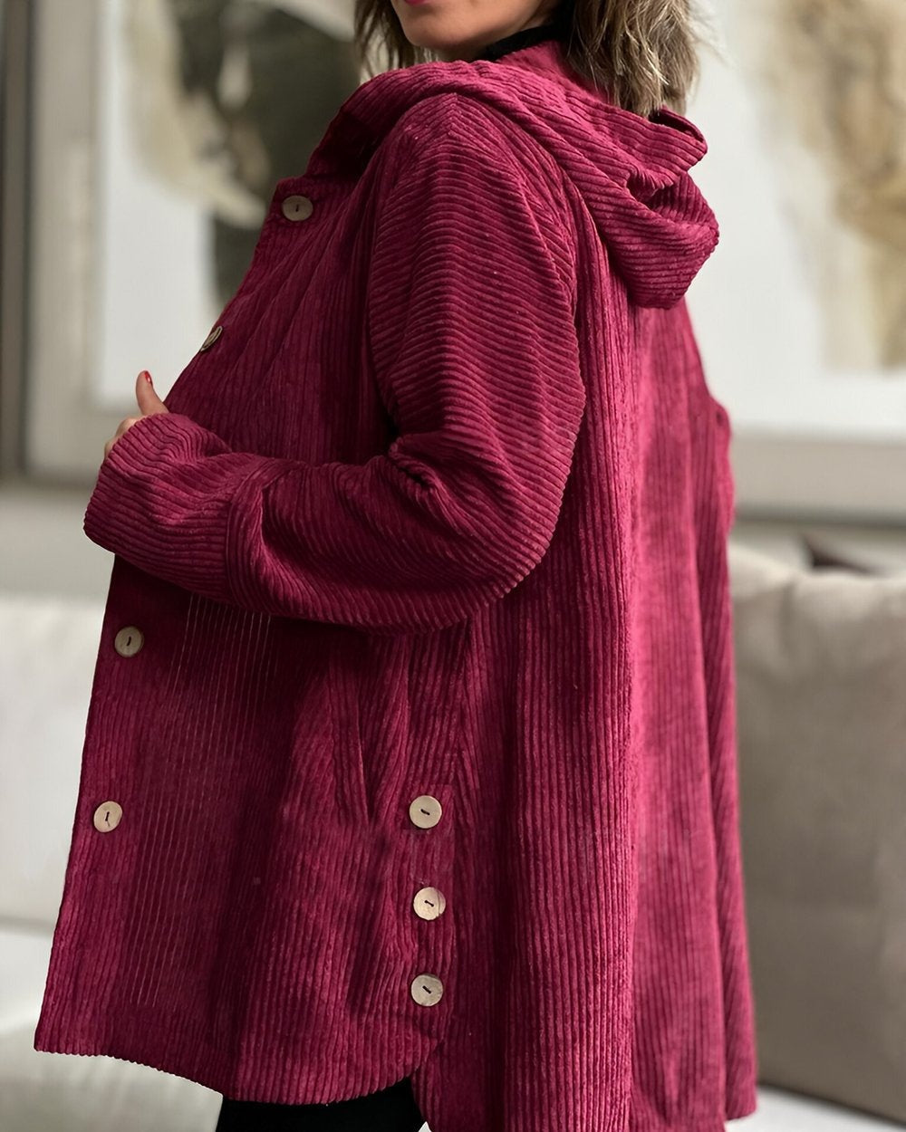 Ellen | Cozy Corduroy Hooded Jacket