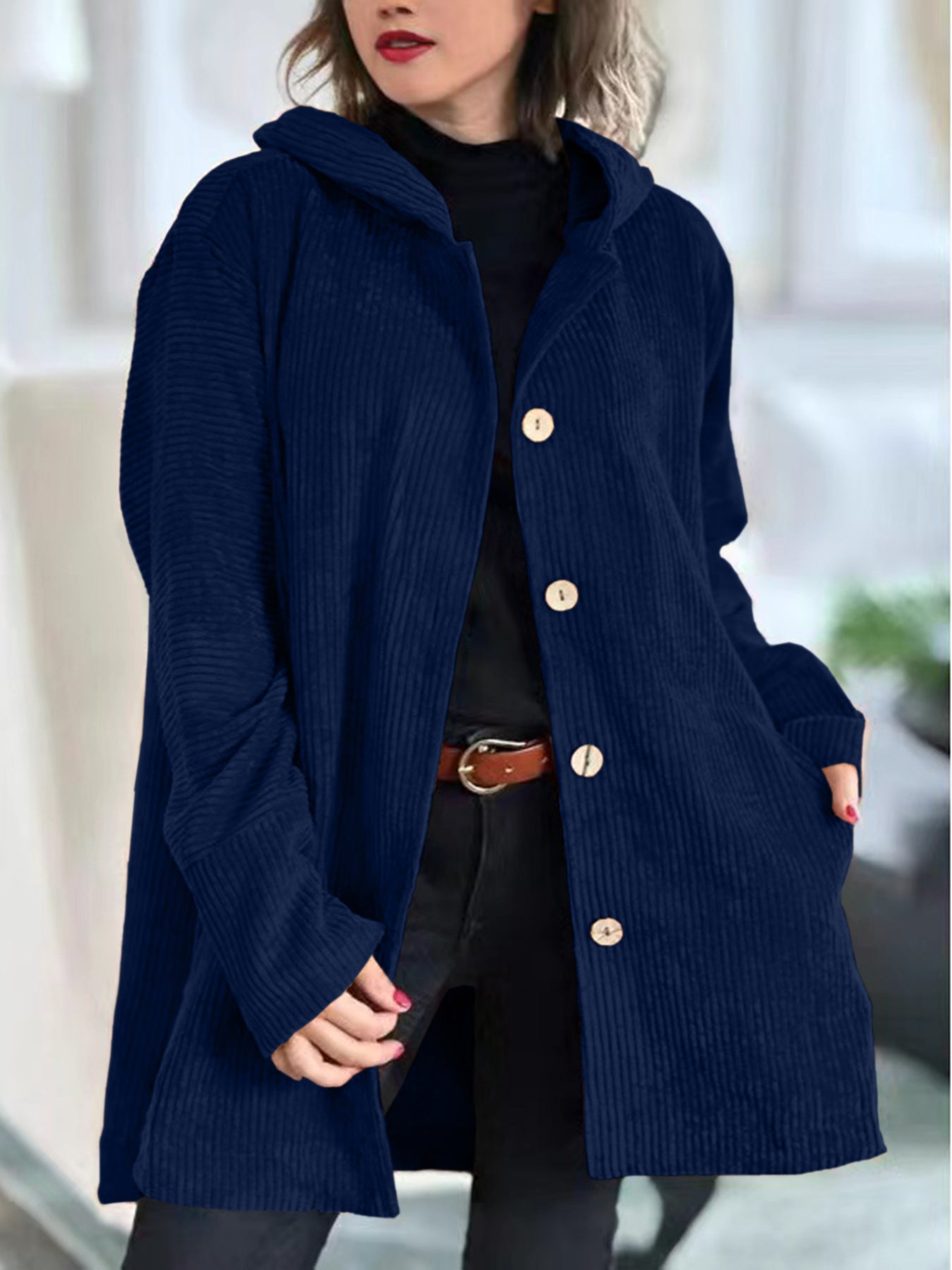 Ellen | Cozy Corduroy Hooded Jacket