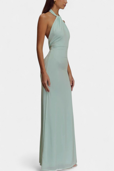 Trixie | Fitted Halter Dress with Ruched Back