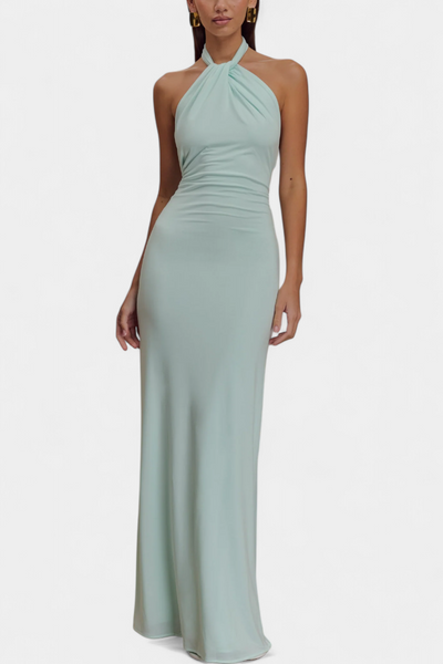 Trixie | Fitted Halter Dress with Ruched Back