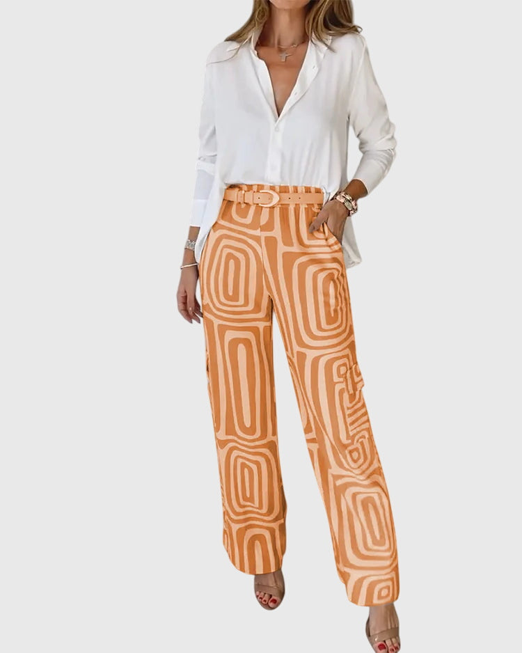 Emilia| Stylish Pants + Free Blouse & Belt
