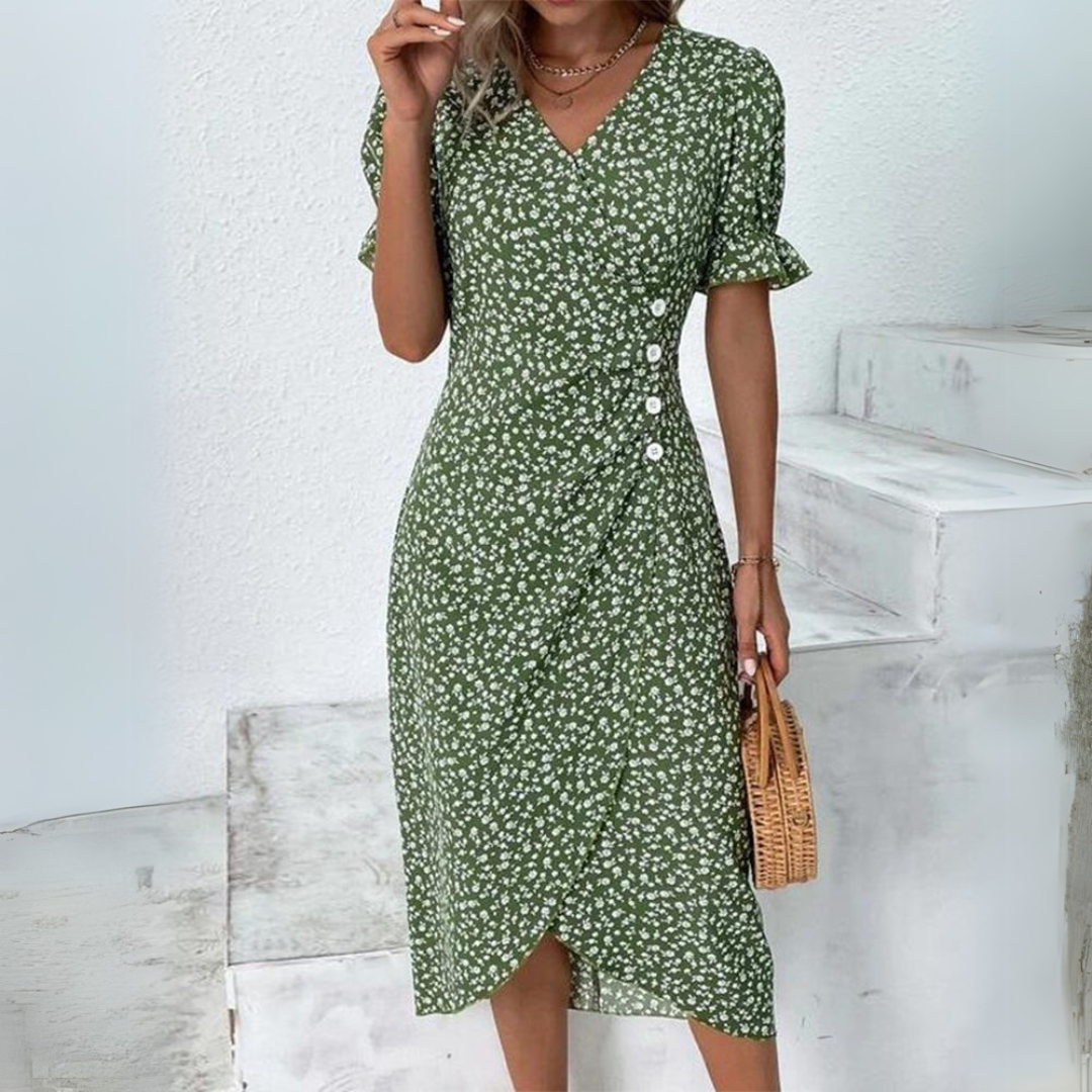 Elena | Elegant Midi Dress with Flowers