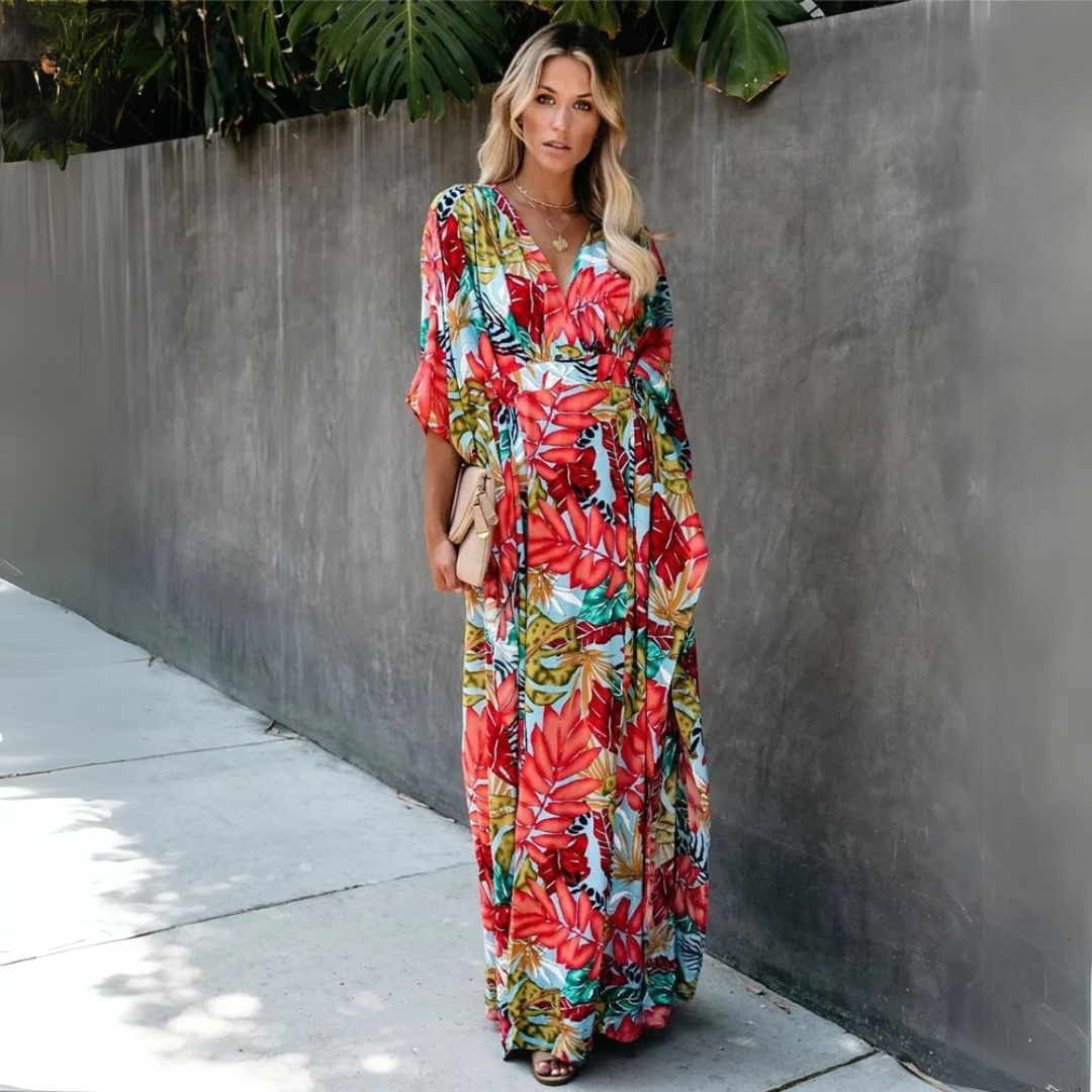 Natalia | Maxi dress with tropical pattern and loose fit