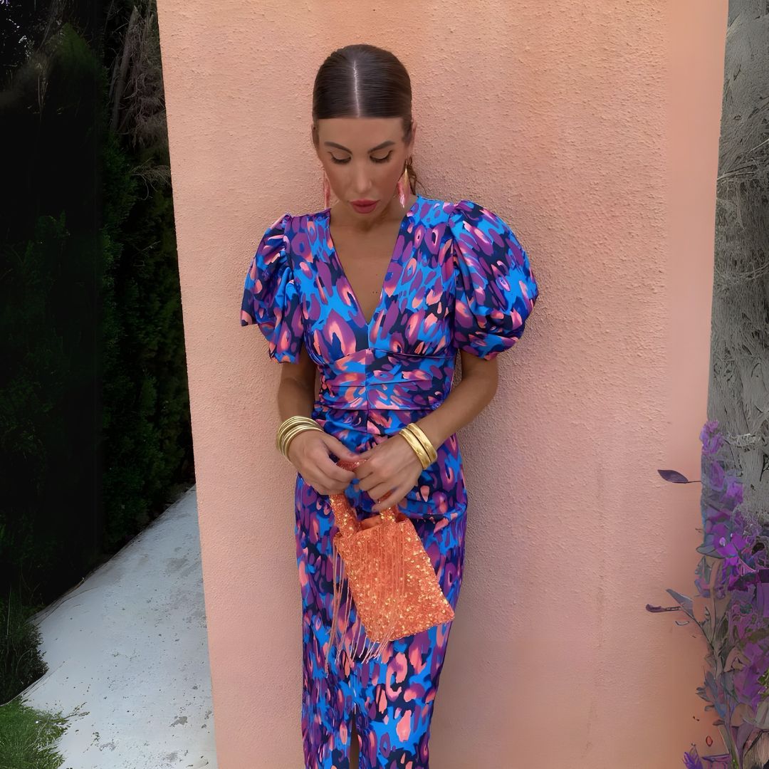 Alexandra | Dress with Short Sleeves and Bright Colors