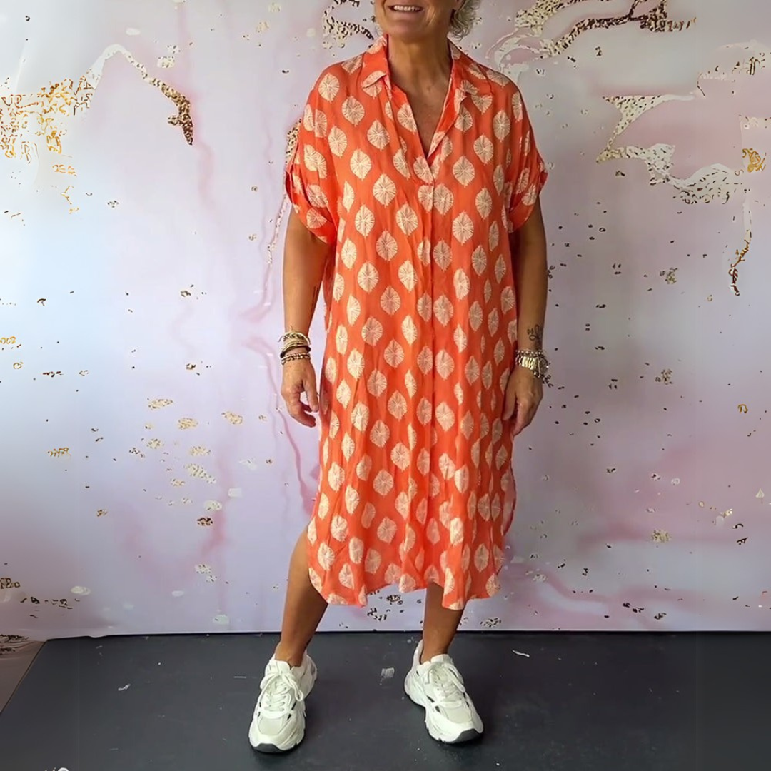 Marta | Elegant summer dress with a collar and short sleeves